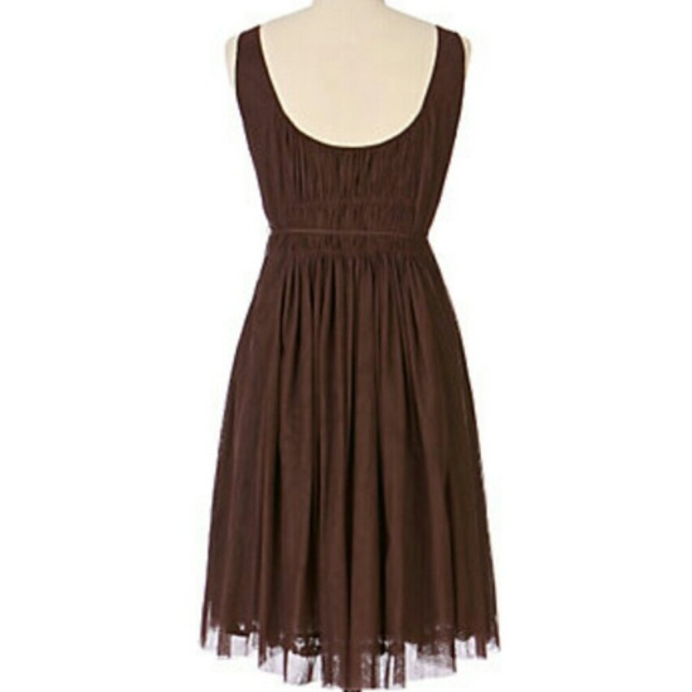 Anthropologie Moulinette Soeurs Brown Tulle Pleated Sleeveless Dress Size 12 NWT - Picture 4 of 13